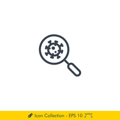 Fototapeta premium Virus Research Icon / Vector - In Line / Stroke Design