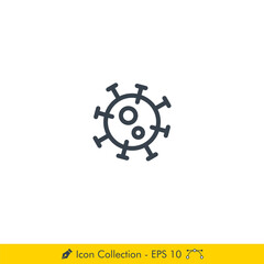 Virus (Coronavirus / COVID-19) Icon / Vector - In Line / Stroke Design