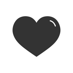 Vector flat gray heart icon isolated on white background.