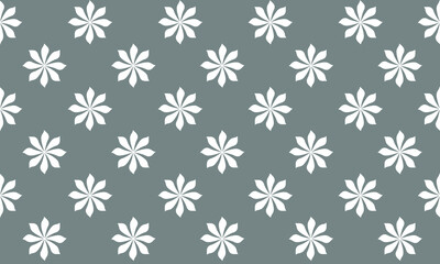 
White flowers on a gray background. Seamless vector pattern. Summer print in light colors. Illustration for packaging, fabric, textile, wallpaper.