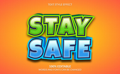 Editable Text Effect, Stay Safe Text Style