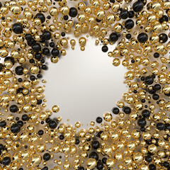 3D gold and black pearls pattern on the light background