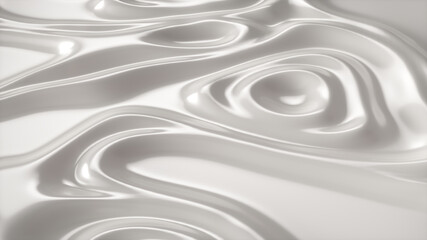 3D white waves surface background. 3D rendering of white foil wave with metallic reflectance, animation of waves and ripples, fashion textile material. Light wavy backdrop