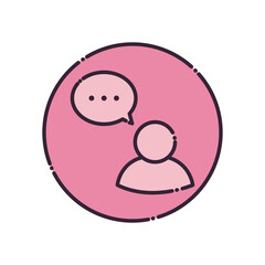 Avatar with communication bubble fill style icon vector design