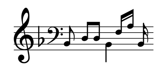 Music notes vector icon illustration isolated on white background.