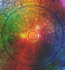 Abstract Mandala wallpaper. Textured boho design for meditative background. Made for wellness, concentration, yoga. 