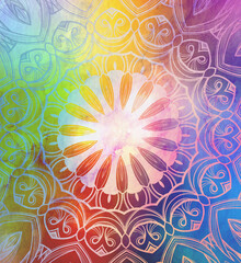 Abstract Mandala wallpaper. Textured boho design for meditative background. Made for wellness, concentration, yoga. 