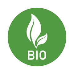 Vector icon white eco leaf in green circle isolated on white background.  Design Logo template.