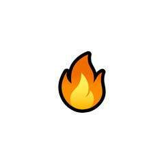 Fire Vector Icon. Isolated  Cartoon Style Emoji, Emoticon  Illustration	