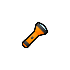 Flashlight Vector Icon. Isolated Yellow Flashlight Cartoon Style Emoji, Emoticon  Illustration	