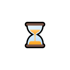 Hourglass with Flowing Sand Vector Icon. Isolated Clock Cartoon Style Emoji, Emoticon  Illustration	