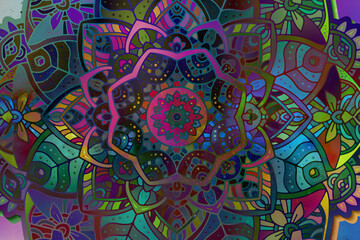 Abstract Mandala wallpaper. Textured boho design for meditative background. Made for wellness, concentration, yoga. 