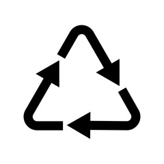 Vector simple recycle sign. Flat recycling icon isolated on white background.