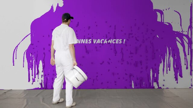 bonnes vacances peintre mur violet