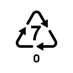 Plastic recycle symbol OTHER 7 vector icon. Plastic recycling code OTHER 7.