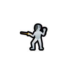 Person Fencing Vector Icon. Isolated Swordsman Cartoon Style Emoji, Emoticon  Illustration	