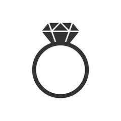 Vector diamond ring isolated on white background.  Wedding or engagement illustration, diamond ring symbol.