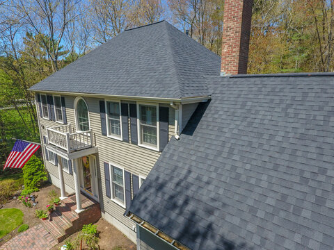 aerial view of colonial home