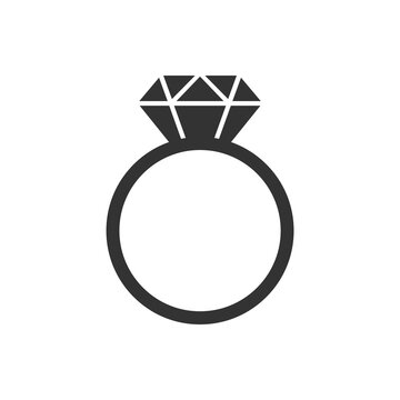 Vector diamond ring isolated on white background.  Wedding or engagement illustration, diamond ring symbol.