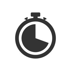 Stopwatch timer icon vector flat design isolated on white background.