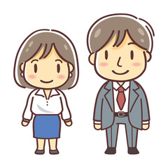 会社員の男女のイラスト（汎用・男性・女性・全身）