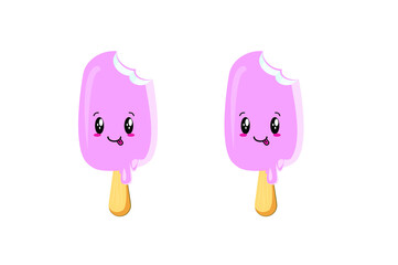 vector cartoon ice cream icons flavors, Isolated illustrations
