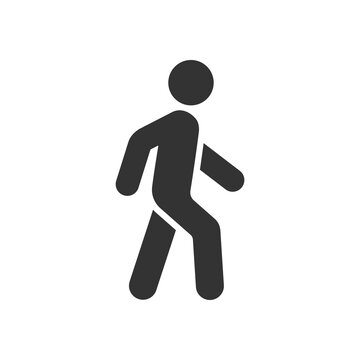 Flat vector walking man sign isolated on white background.