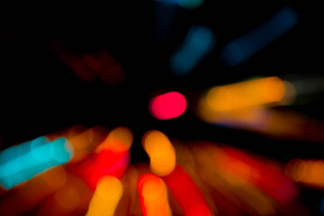 Fototapeta premium The bokeh lighting of the abstract in the night represents calm. Beautiful colors. And the mind is bright.