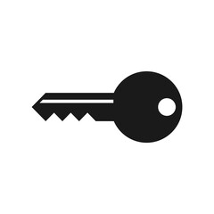 Key icon vector. Flat black vector key icon illustration on white background.