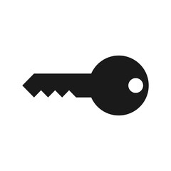 Key icon vector. Flat black vector key icon illustration on white background.