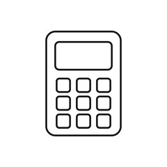 Calculator math vector icon outline isolated on white background. 