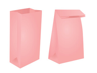Pink paper bag. vector illustration