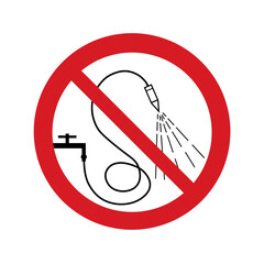 Vector illustration do not spray with water prohibition sign. Vector icon isolated on white background. Prohibition sign.