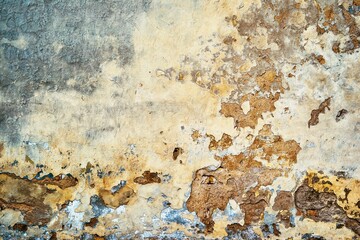 abstract exfoliating or peeling and weathered plaster on the wall for background and wallpaper