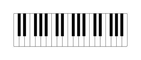 Vector illustration of a 3-octave piano keyboard. Black and white piano keys..