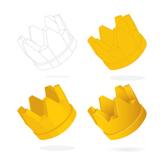 Crown. Crown isometric vector illustration in different drawing styles and views. Part of set.