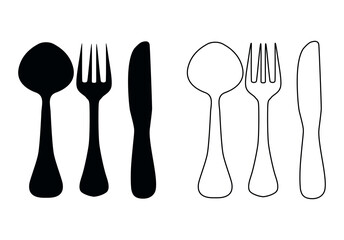 BFork Spoon Knife Icon Vector,editable stroke vector illustration eps10