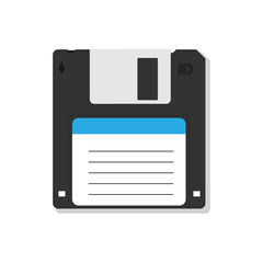 Realistic vector magnetic floppy disc icon for computer data storage. Save icon. 