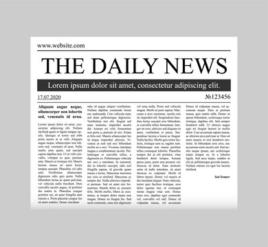 Newspaper template vector.  Vector mock up newspaper isolated on gray background.