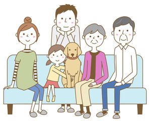 家族　三世代　ソファー