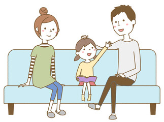 家族　二世代　ソファー