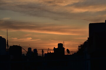 sunset over the city