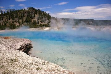blue turquoise geyser pond, Yellowstone
