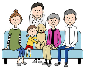 家族　三世代　ソファー