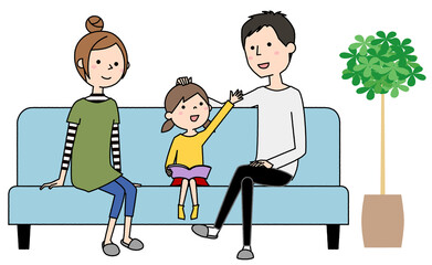 家族　二世代　ソファー