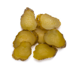 marinated pickled cucumbers isolated on white background