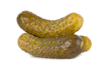 marinated pickled cucumbers isolated on white background