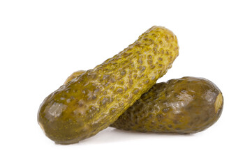 marinated pickled cucumbers isolated on white background