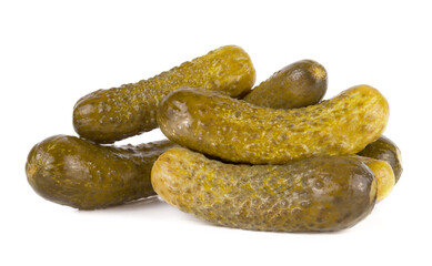marinated pickled cucumbers isolated on white background