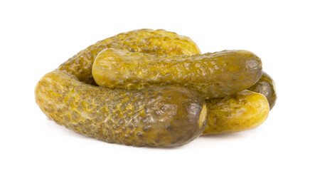 marinated pickled cucumbers isolated on white background